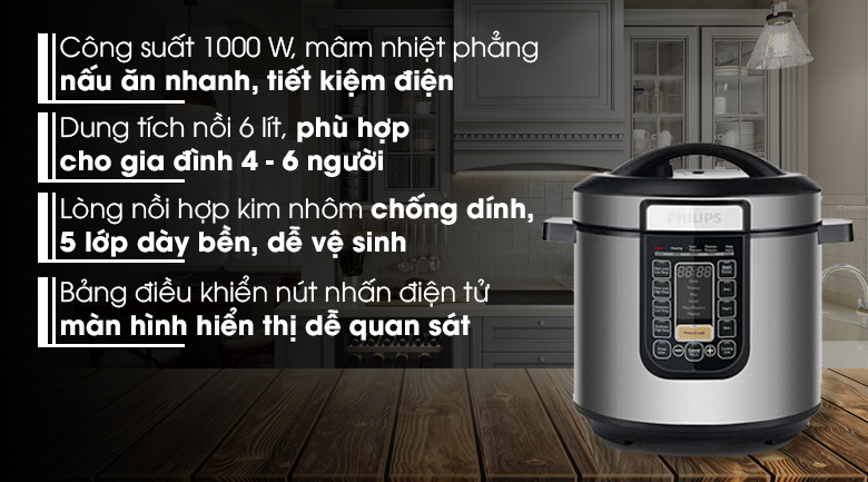 5. So sánh Nồi Áp Suất Điện Philips 6L với các sản phẩm cùng loại