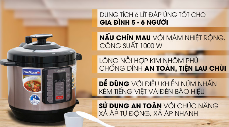 Nồi áp suất điện Bluestone PCB-5755 6 lít