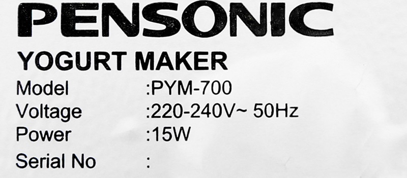 Hoạt động với công suất 15 W - Máy làm sữa chua Pensonic PYM-700 Hoạt động với công suất 15 W - Máy làm sữa chua Pensonic PYM-700