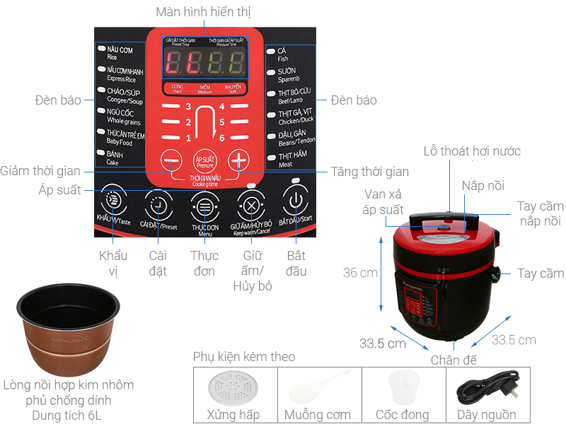 Nồi áp suất điện Kangaroo KG6P2 6 lít