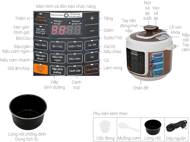 Nồi áp suất điện Supor CYSB50YC10DVN-100 5 lít