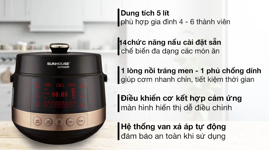 Nồi áp suất điện Sunhouse Mama SHD1586B 5 lít