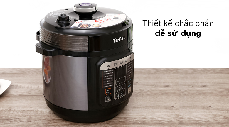 Nồi áp suất điện Tefal CY601868 6 lít - Nồi thiết kế sang trọng, màu đen hiện đại