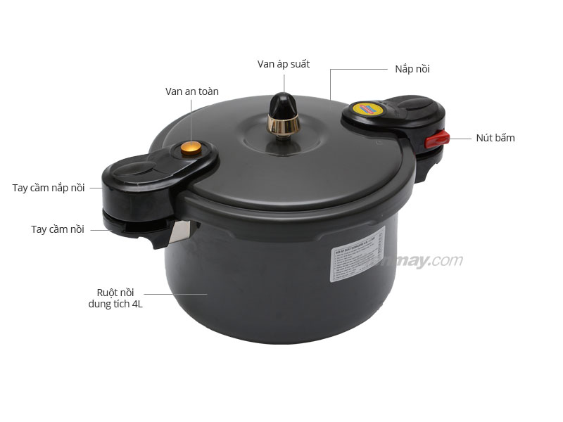 Nồi áp suất cơ Sunhouse LC400, 4.0 lít