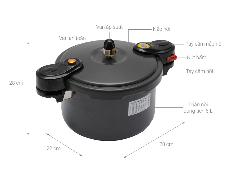 Nồi áp suất cơ Sunhouse LC600 6 lít