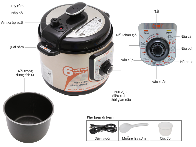 Nồi áp suất điện Comet CM-6156