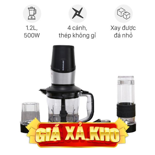 Máy xay đa năng Sunhouse SHD5340 đen, dụng cụ hỗ trợ cách nấu cháo sườn thịt bằm mịn