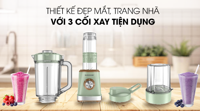 Thiết kế với 3 cối xay tiện dụng - Máy xay đa năng Sunhouse SHD5315G