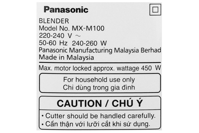 Máy xay sinh tố Panasonic MX-M100WRA Màu Trắng