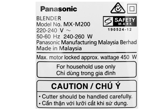 Máy xay sinh tố đa năng Panasonic MX-M200GRA Màu Trắng