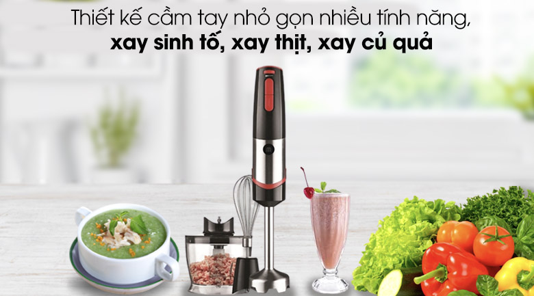 Thiết kế - Máy xay đa năng cầm tay Mishio MK-185