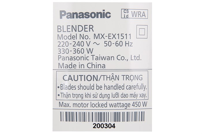 Máy xay sinh tố đa năng Panasonic MX-EX1511WRA Màu Trắng