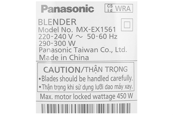 Máy xay sinh tố đa năng Panasonic MX-EX1561WRA Màu Trắng