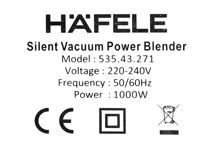 Máy xay sinh tố đa năng chân không Hafele BR230-19E00 (535.43.271) Màu Đen