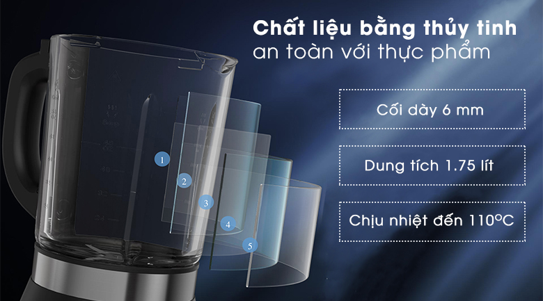 cối xay dung tích 1.75 lít - Máy xay nấu đa năng Midea MJ-BL100GH