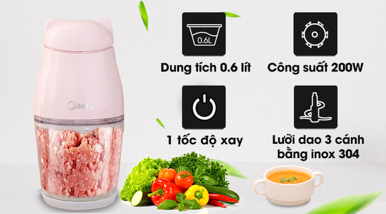 Máy xay thịt mini Midea MJ-BC200G 200W 0.6 lít - 5