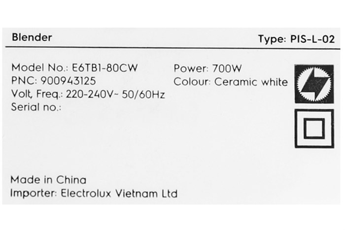 Máy xay sinh tố Electrolux E6TB1-80CW Màu Trắng