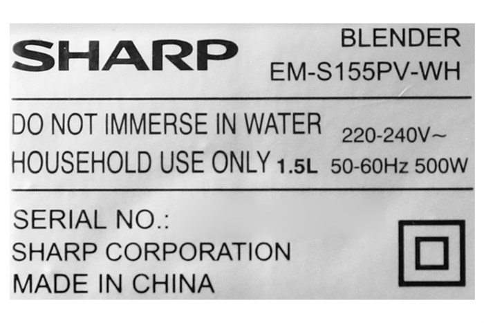 Máy xay sinh tố đa năng Sharp EM-S155PV-WH Màu Trắng - Đen