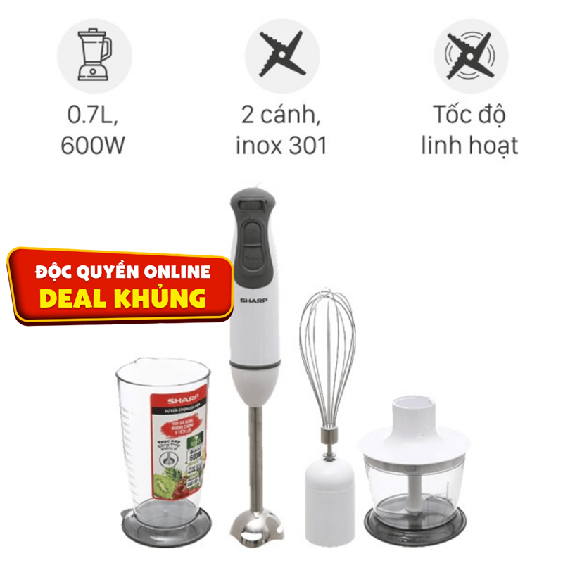 Máy xay cầm tay Sharp EM-H076SV-WH
