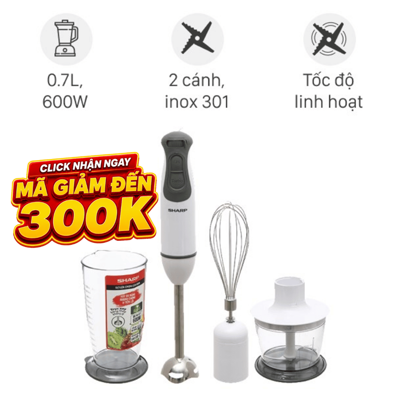 Máy xay cầm tay Sharp EM-H076SV-WH