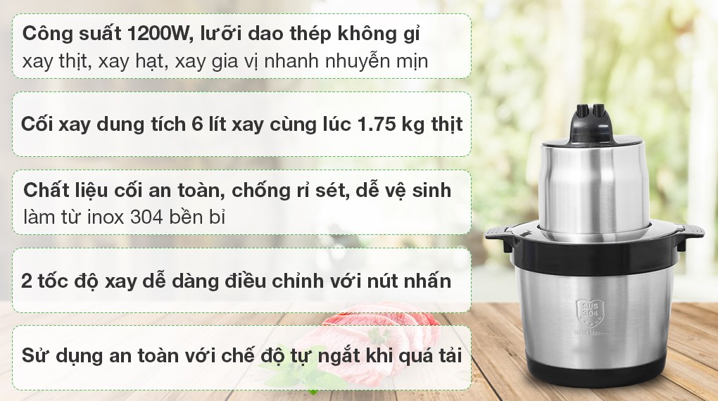 Máy xay thịt đa năng Mishio MK-279 1200W 6 lít - 9