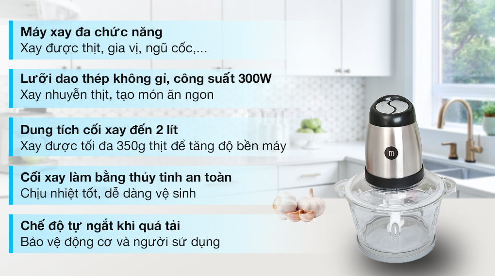 Máy xay thịt đa năng Mishio MK-273 300W 1.8 lít - 2