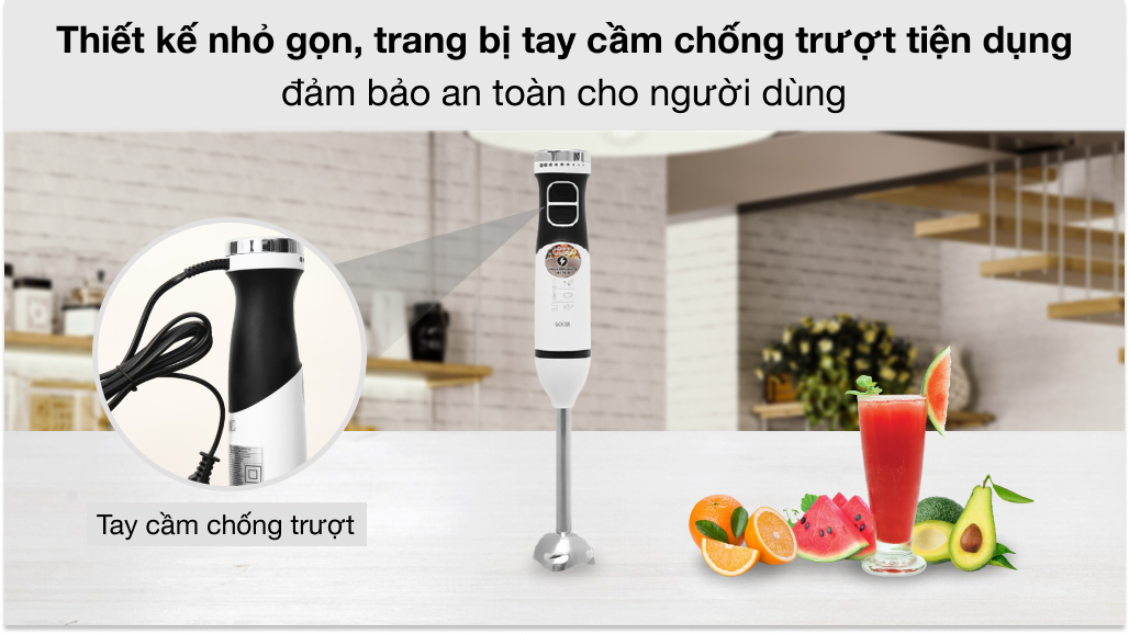 Máy xay sinh tố cầm tay Hommy HB5005K-GS  - Tay cầm chống trượt