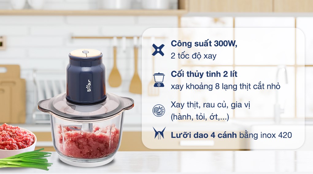 Máy xay thịt đa năng Bear QSJ-D03P3 300W 2 lít - 4