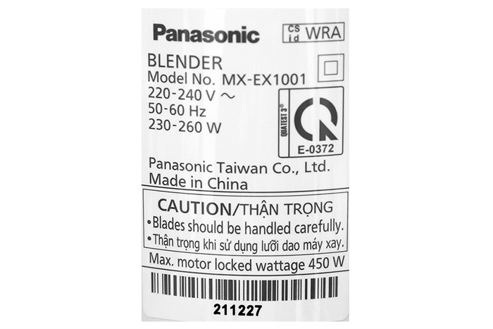 Máy xay sinh tố Panasonic MX-EX1001WRA Màu Trắng