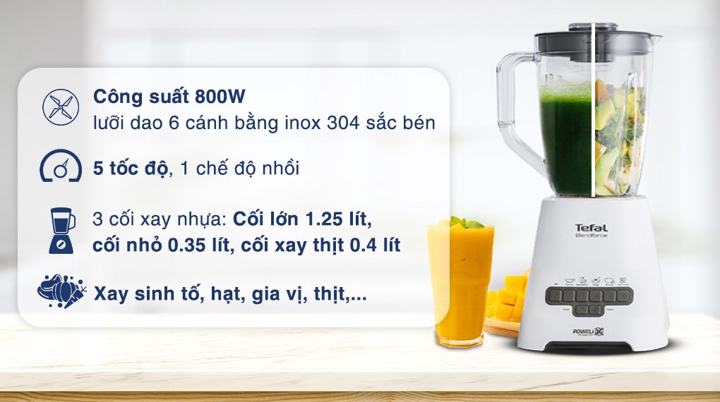 Máy xay sinh tố đa năng Tefal BlendForce Piano BL47YB66