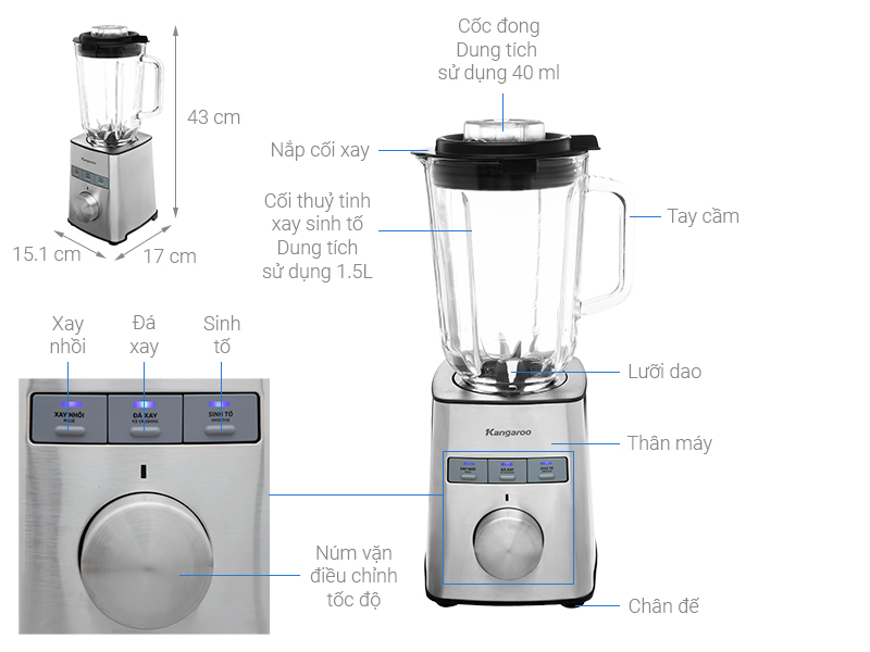 Máy xay sinh tố Kangaroo KGBL1000X