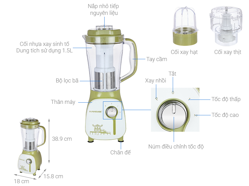 Máy xay sinh tố đa năng Sunhouse SHD5312G