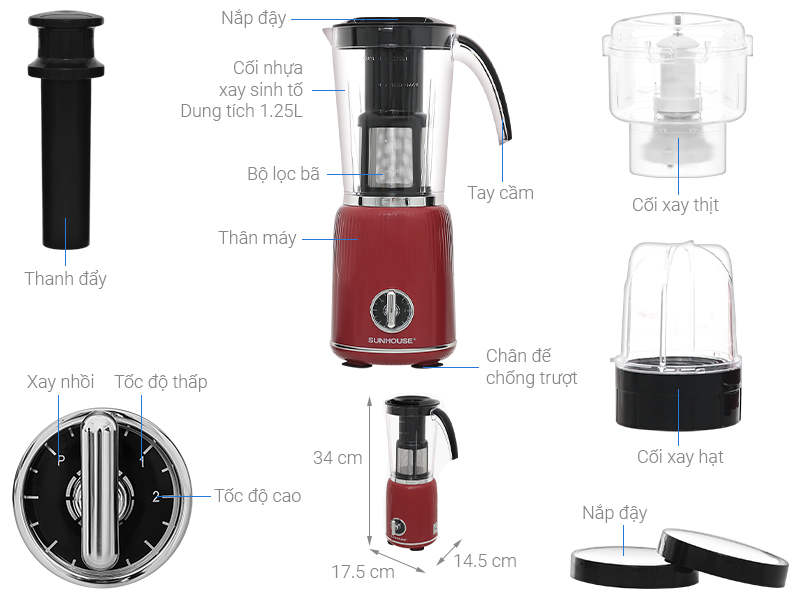 Máy xay sinh tố đa năng Sunhouse SHD5330R