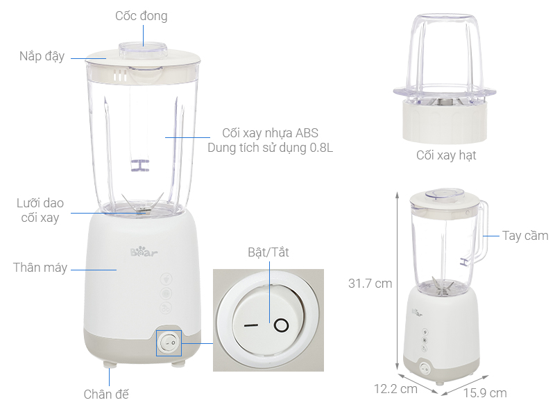 Máy xay sinh tố đa năng Bear LLJ-B08G2