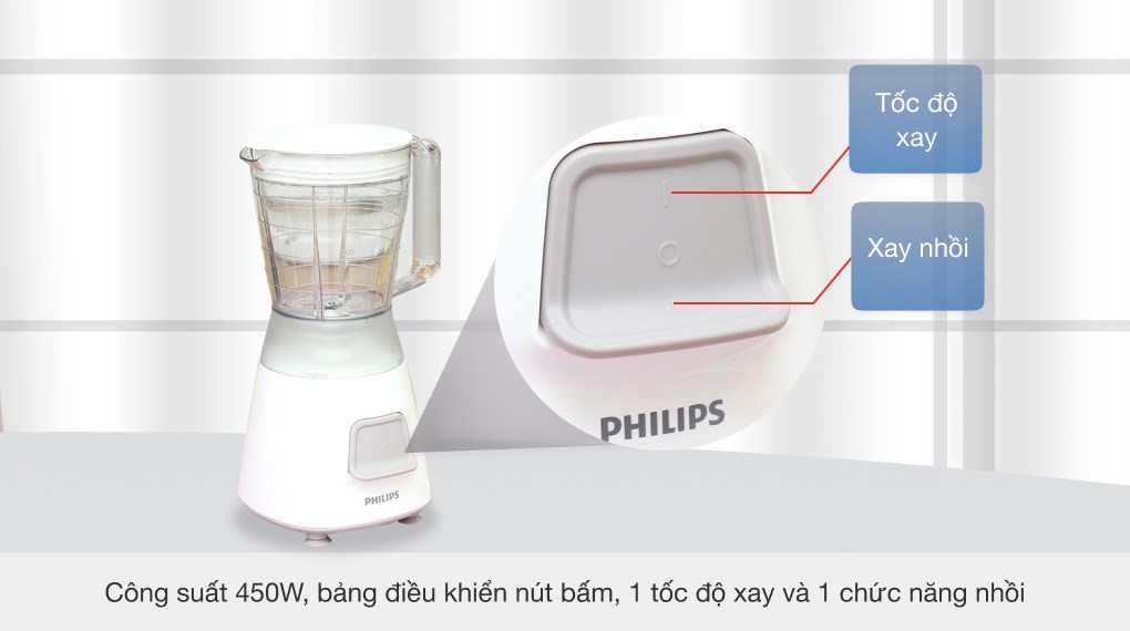 Máy xay sinh tố Philips HR2051 Trắng xám