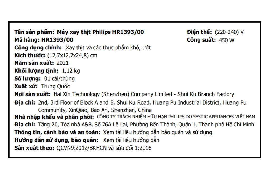 Siêu thị máy xay thịt Philips HR1393