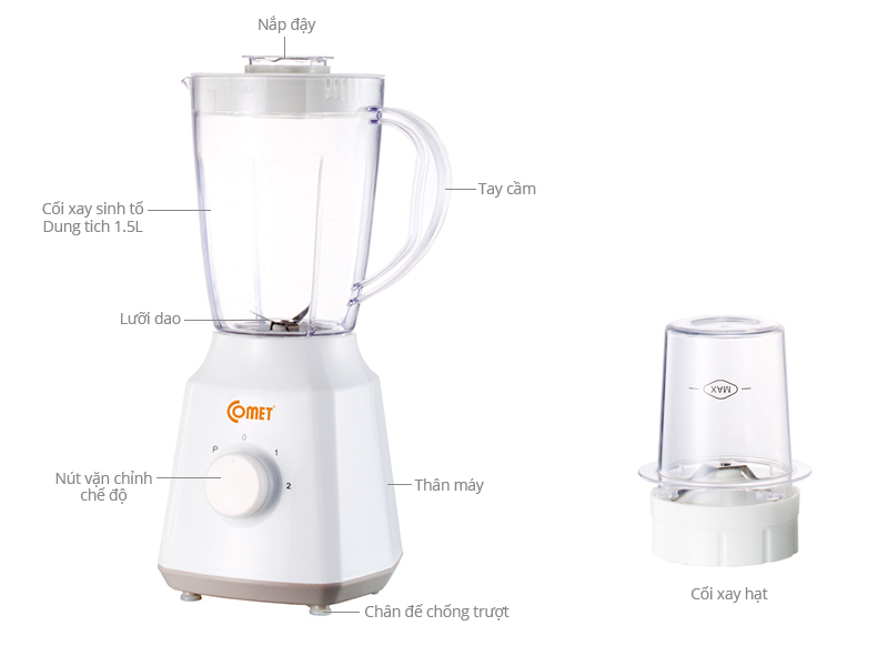 Máy xay sinh tố Comet CM9996Y Xám