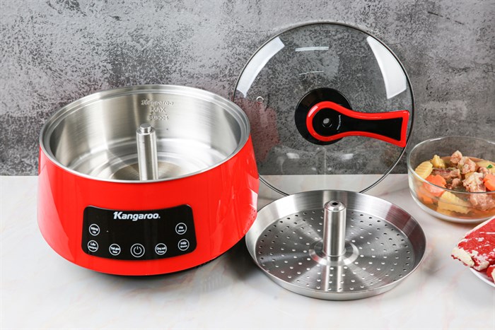 Nồi lẩu thang máy Kangaroo KG278 5 lít Màu Đen - Đỏ