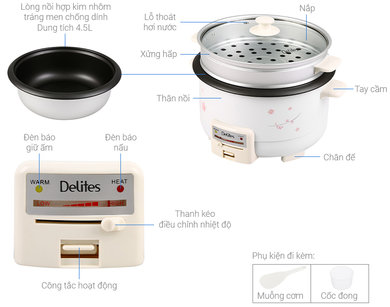 Nồi lẩu điện Delites CBR45-90 4.5 lít