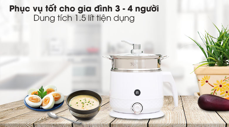 Ca nấu đa năng mini Mishio MK-214 xám 1.5 lít - 5