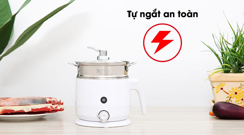 Ca nấu đa năng mini Mishio MK-214 xám 1.5 lít
