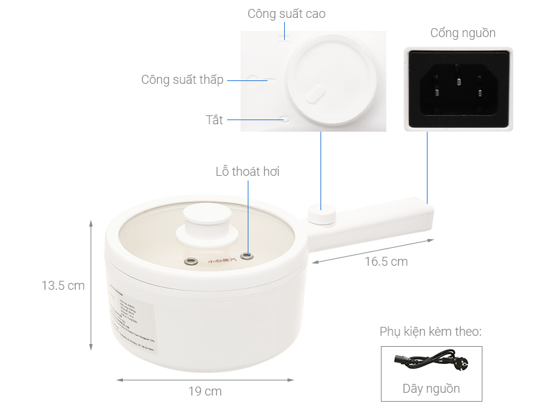 Ca nấu đa năng mini Mishio MK-271 1.5 lít