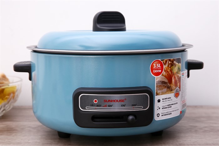Nồi lẩu điện Sunhouse SHD4527 3.5 lít Màu Xanh ngọc