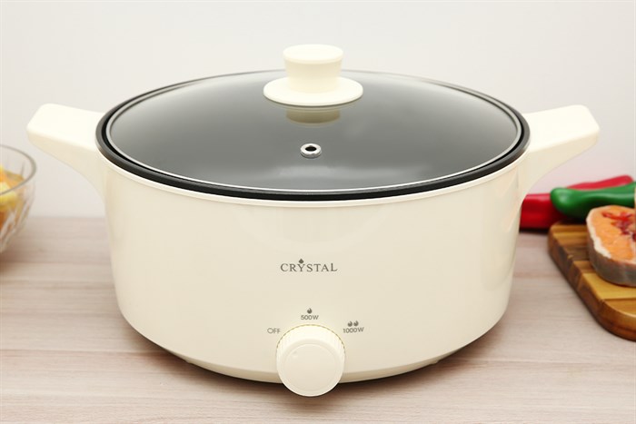 Nồi lẩu điện Crystal MS-EA4001 5 lít Màu Trắng - Kem