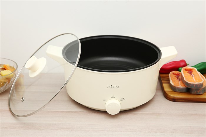 Nồi lẩu điện Crystal MS-EA4001 5 lít Màu Trắng - Kem