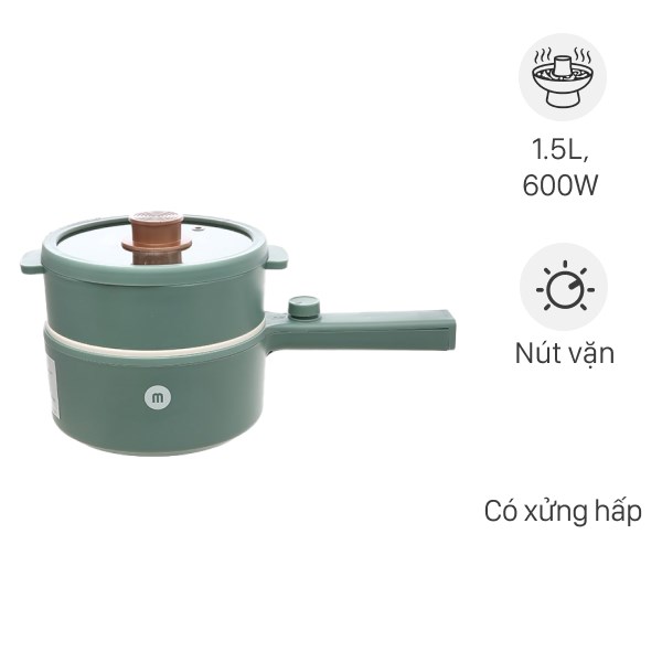Ca nấu đa năng Mishio MK-271 1.5 lít xanh