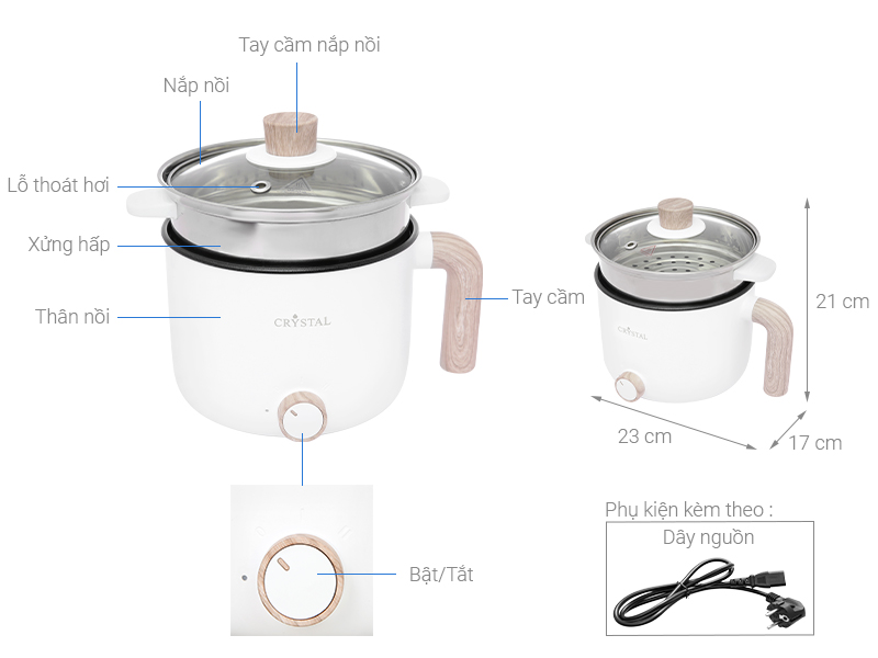 Nồi lẩu điện Crystal AJL-1503 1.5 lít