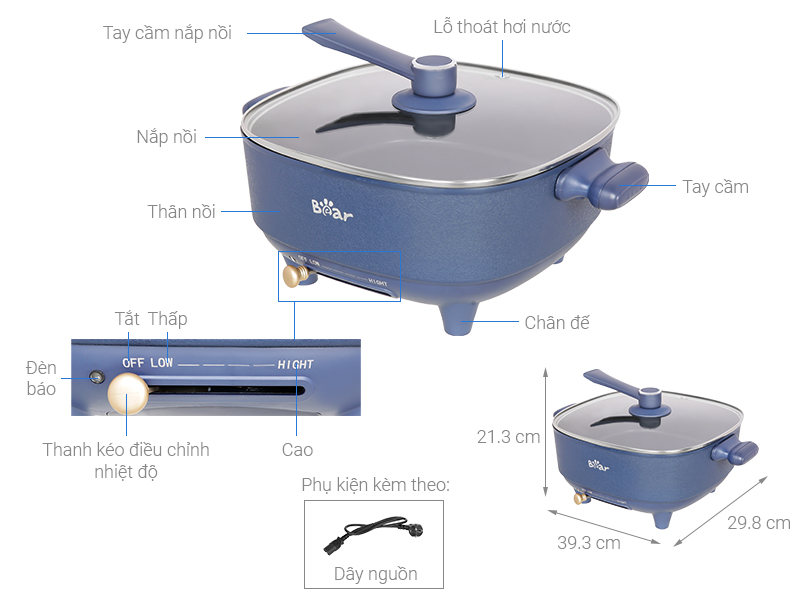 Nồi lẩu điện Bear DHG-C60F2 6 lít