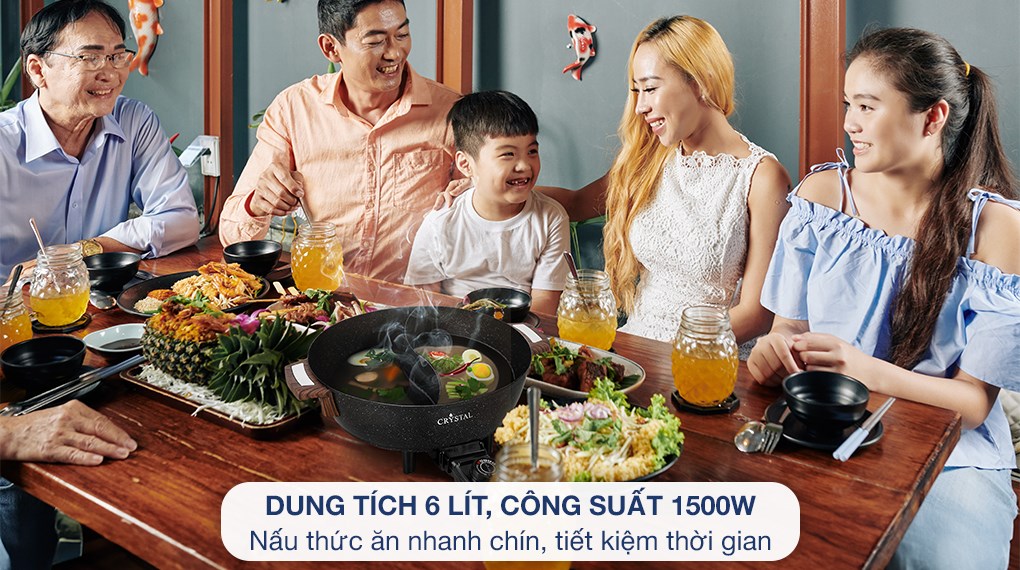 Nồi lẩu điện 2 ngăn Crystal NLA26 6 lít