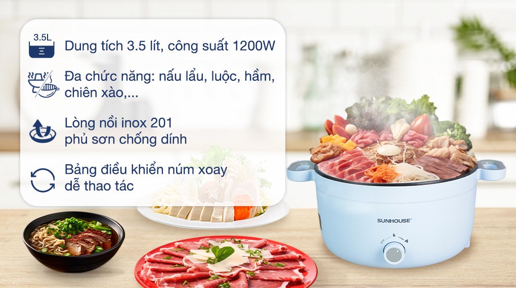 Nồi lẩu điện Sunhouse SHD4528 3.5 lít Nồi lẩu điện Sunhouse SHD4528 3.5 lít